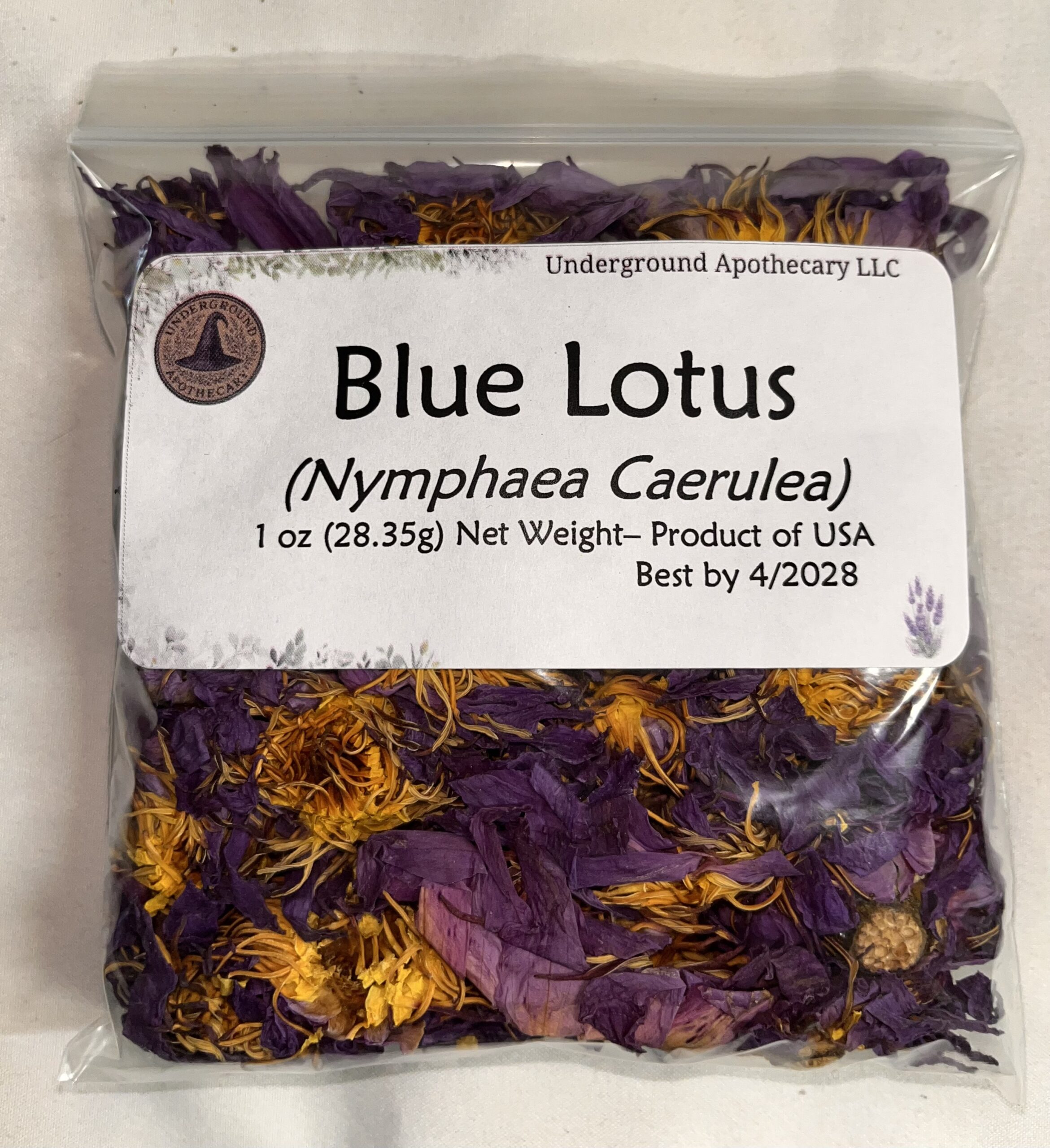 IMG_0871 Blue Lotus Flower Whole (Nymphaea caerulea) -1 oz. poly bag - Image 1
