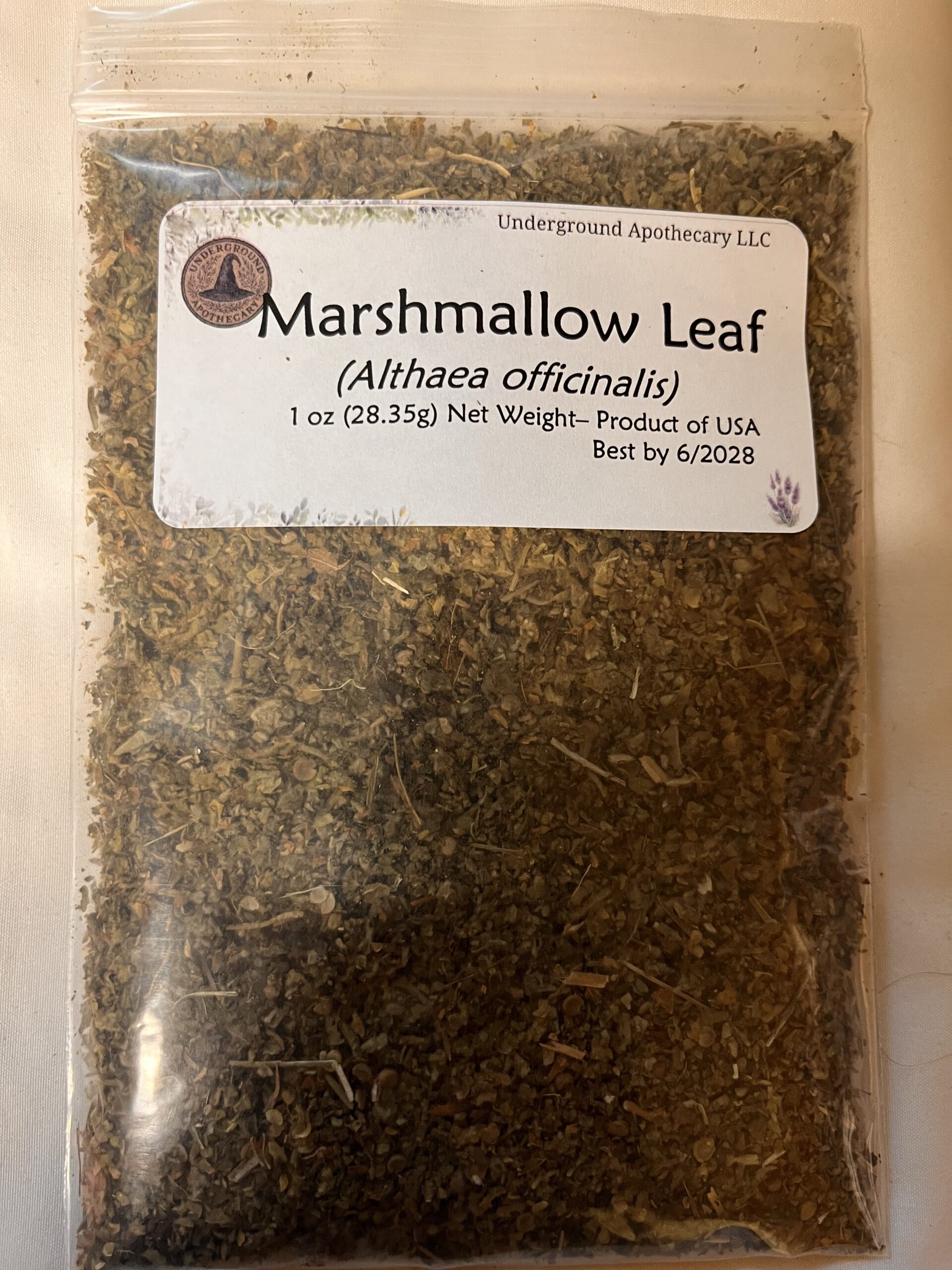 IMG_0787 Marshmallow leaf (Althaea officinalis) - 1 oz. poly bag - Image 1